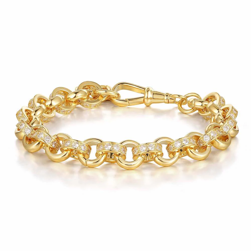 New 10mm Gold Belcher Bracelet 8 Inch with Albert Clasp - Image 3