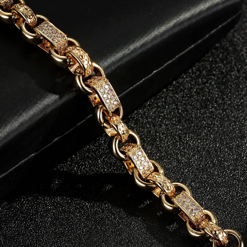 New 10mm Gold Gypsy Belcher Bracelet 7.5 Inch with Albert Clasp - Image 2