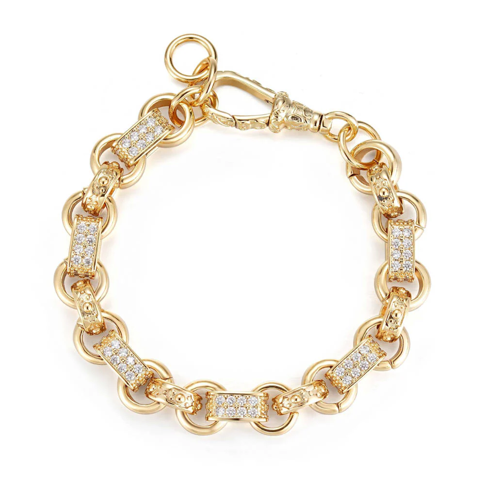 New 10mm Gold Gypsy Belcher Bracelet 7.5 Inch with Albert Clasp - Image 4