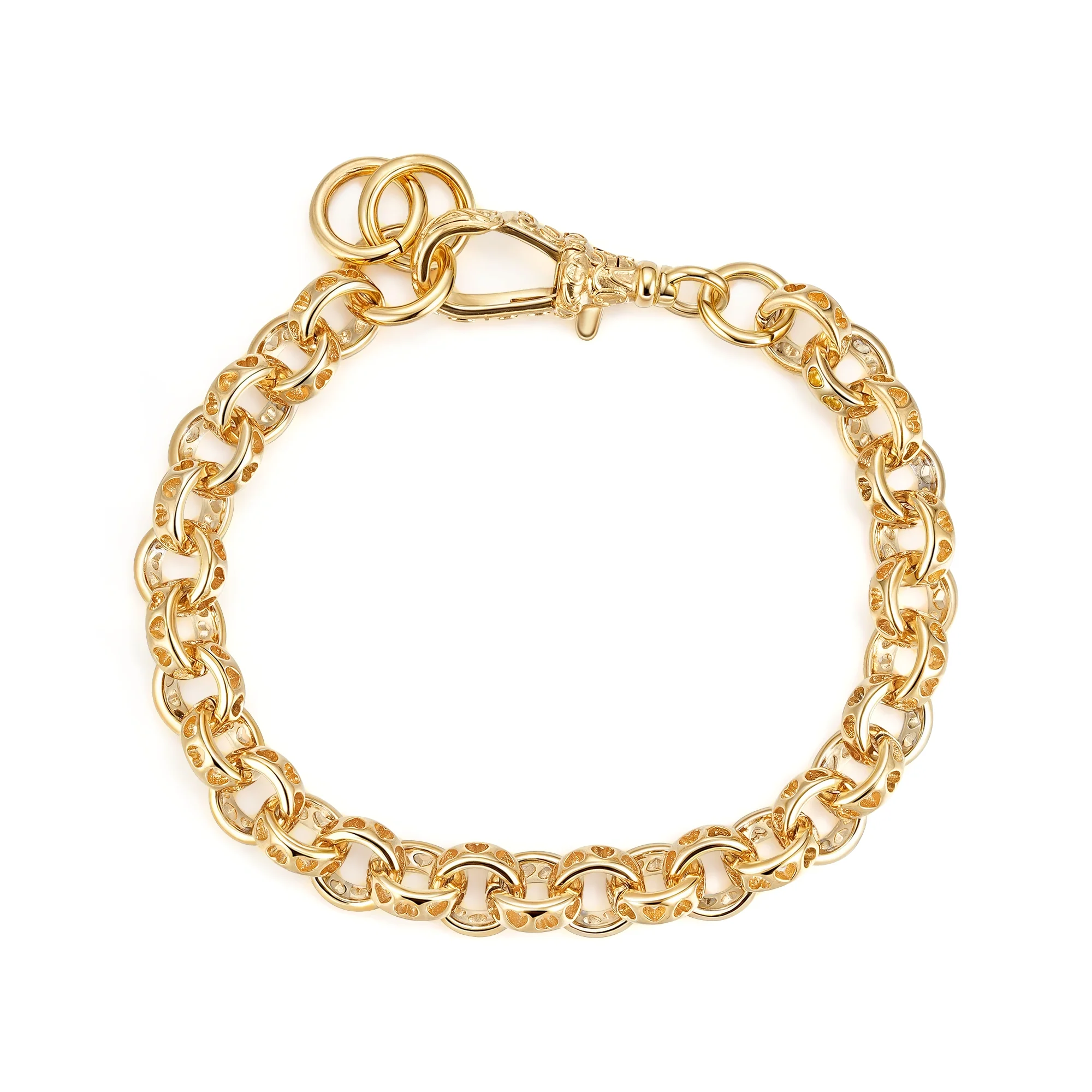 10mm Gold Heart Hollow Link Bracelet Fits 7.58inches Wrist 27g - Image 4