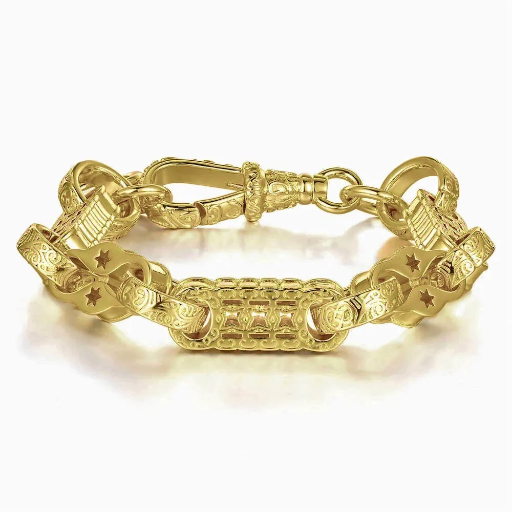 Gold 3D Stars and Bars Bracelet 11mm - Image 2