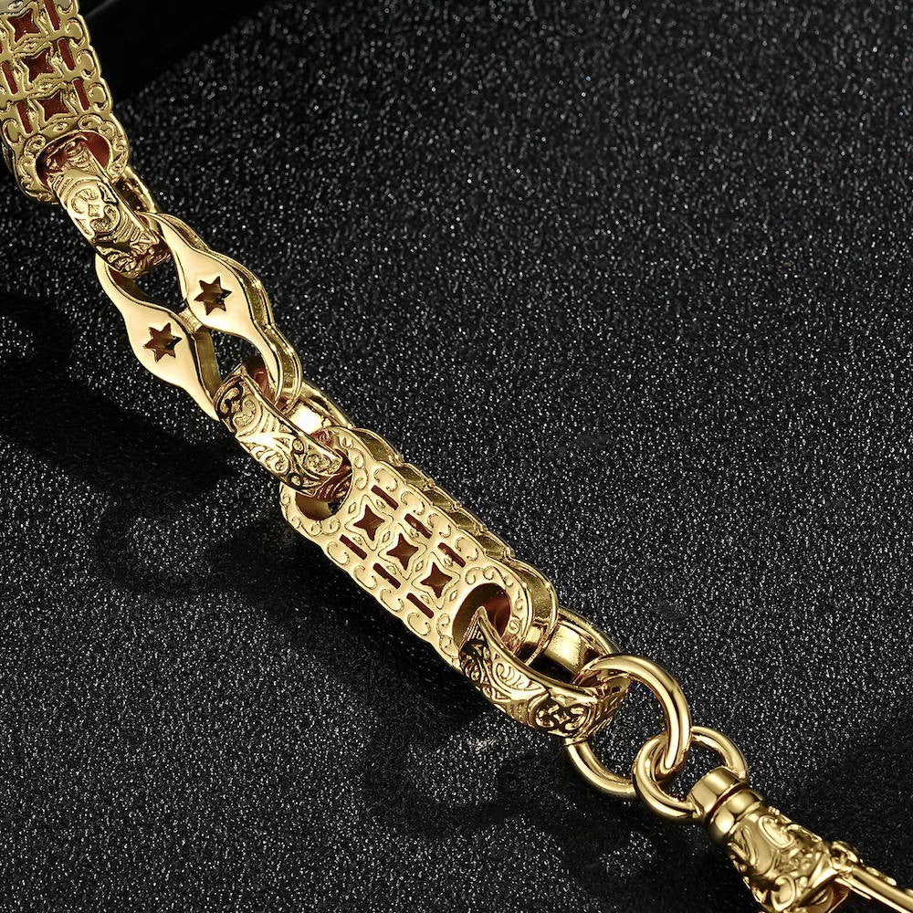 Gold 3D Stars and Bars Bracelet 11mm - Image 5