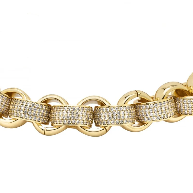 12mm Gold Alternate Belcher Chain with Stones - Image 4