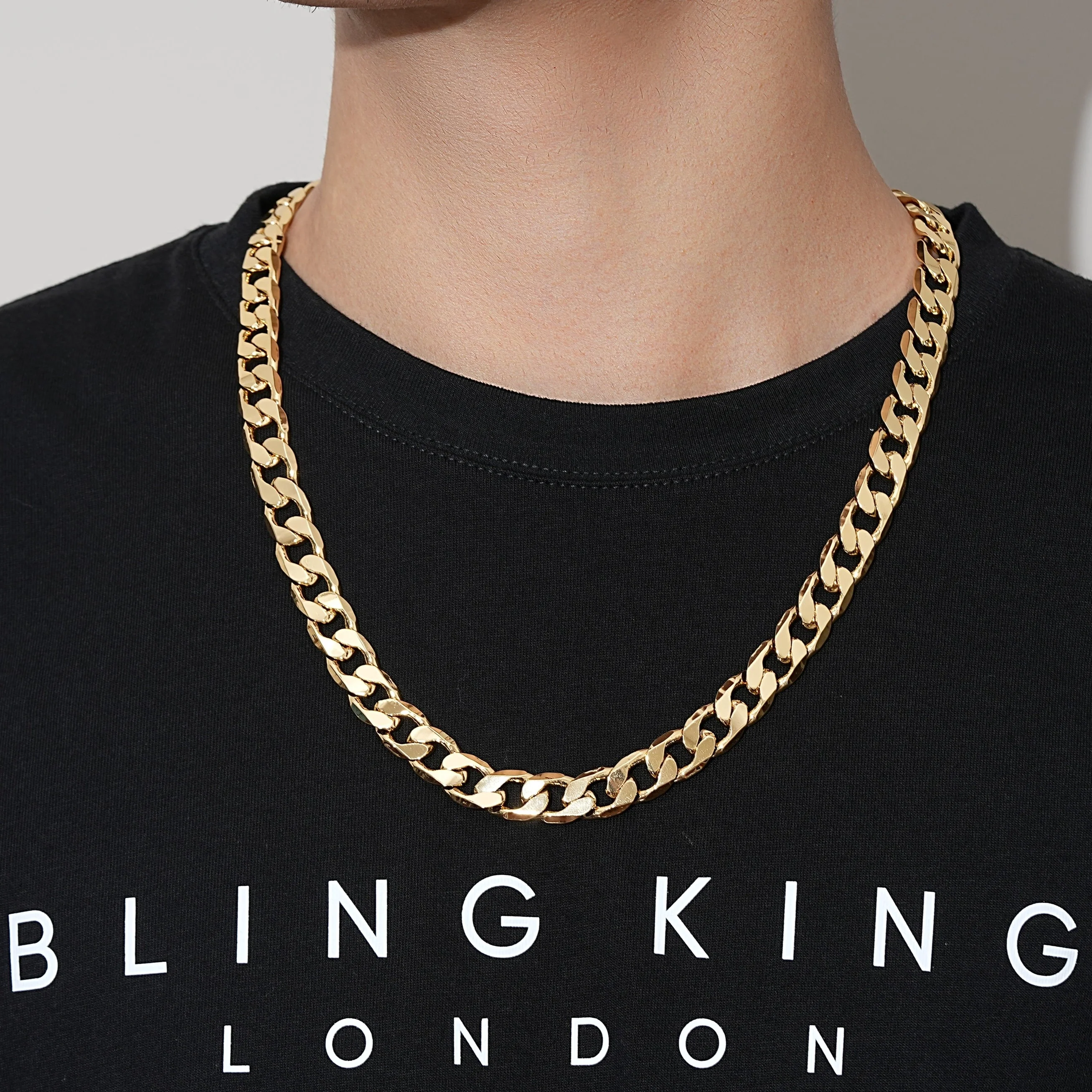 Gold Curb Chain Necklace 12mm 20inches - Image 5