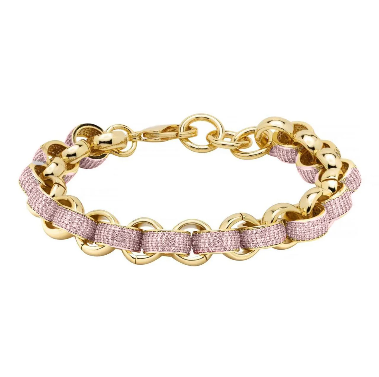 12mm Gold Alternate Pattern Belcher Bracelet with Stones - Image 4
