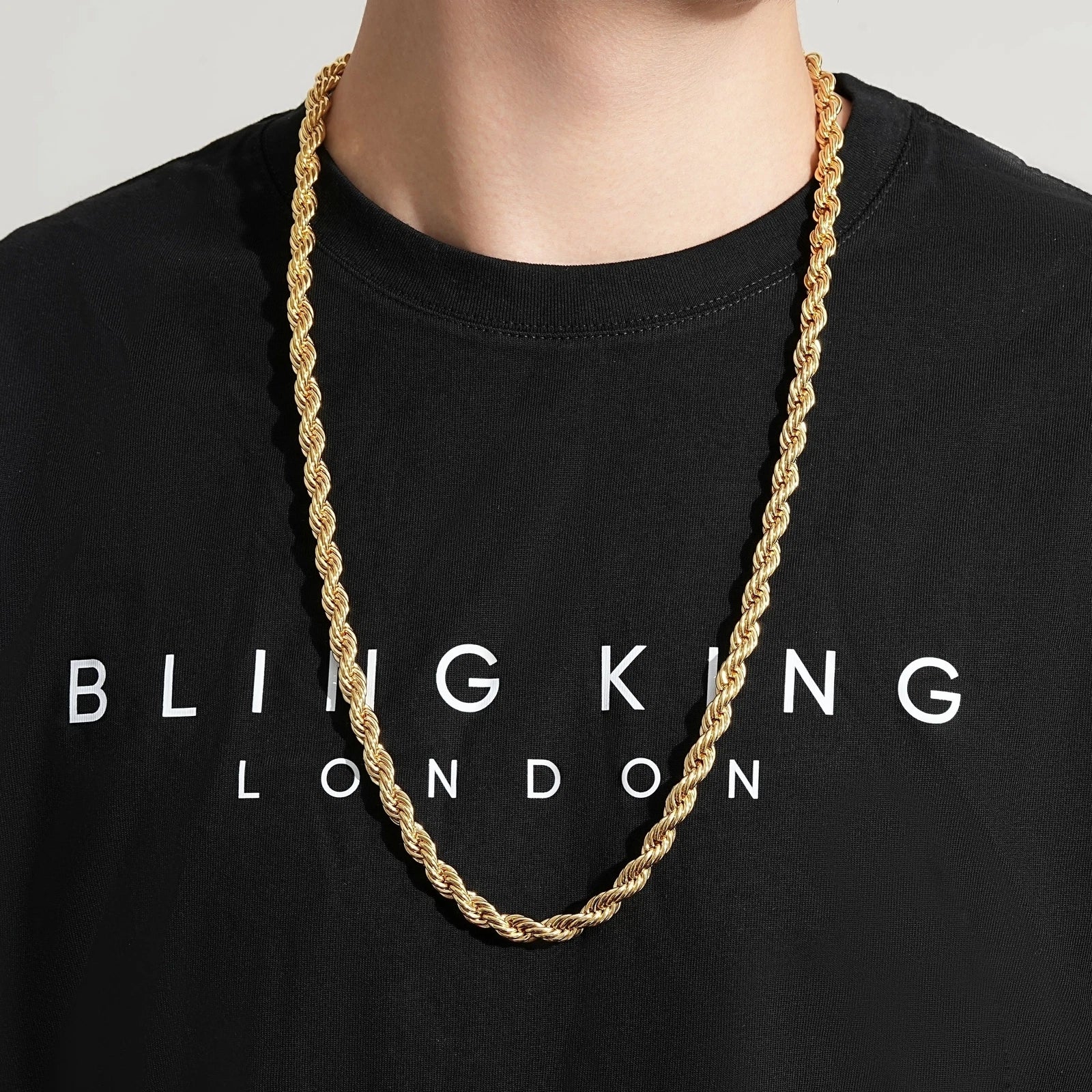 Gold Rope Chain Necklace 12mm 30inches - Image 2
