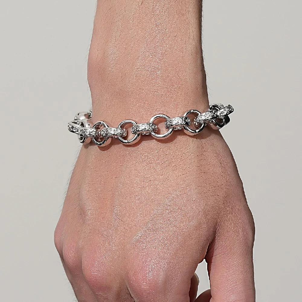Silver Crystal Belcher Bracelet 12mm - Image 3