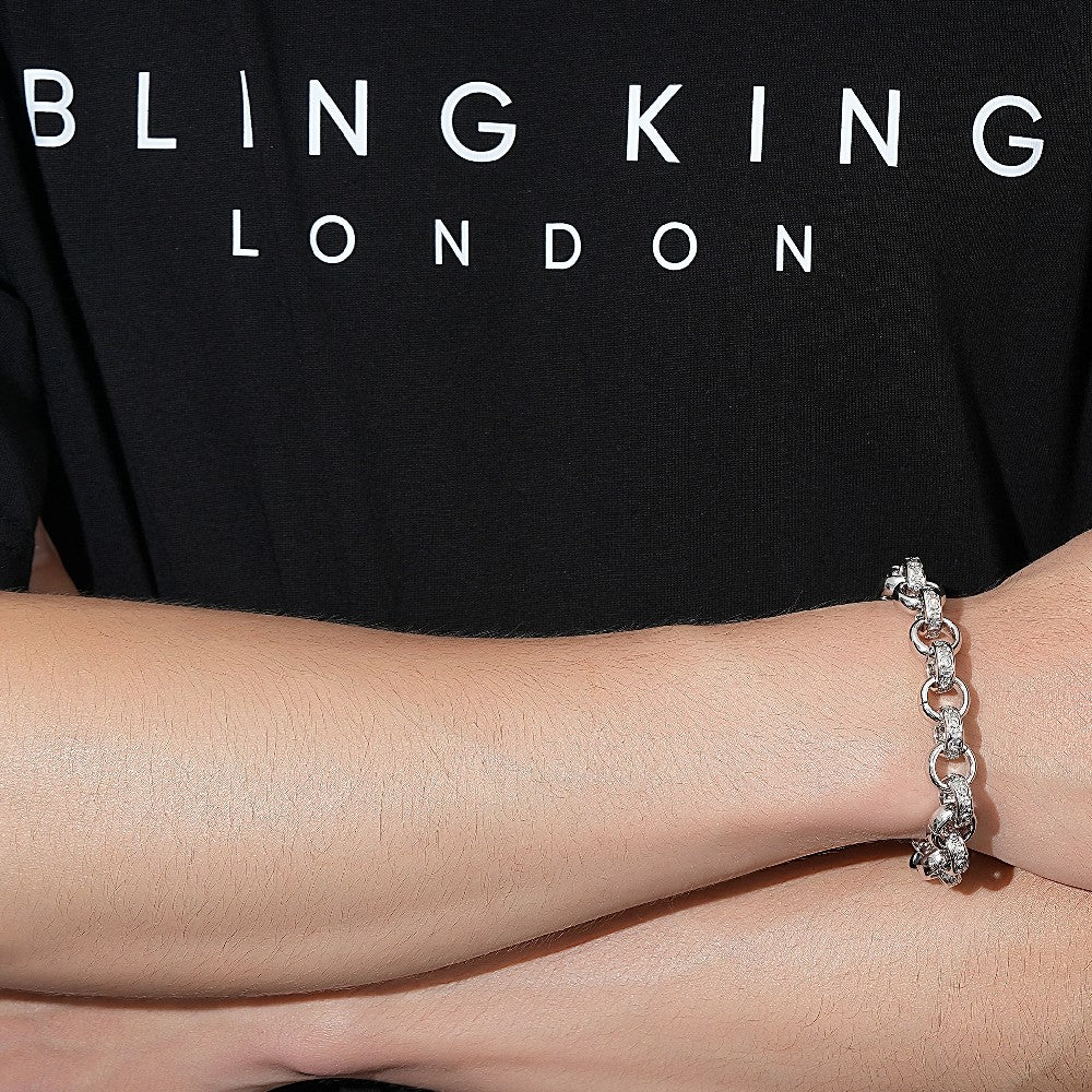 Silver Crystal Belcher Bracelet 12mm - Image 4