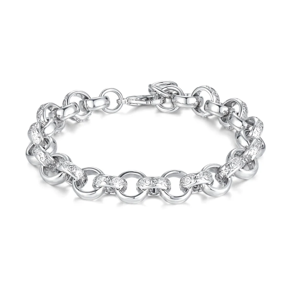 Silver Crystal Belcher Bracelet 12mm - Image 6
