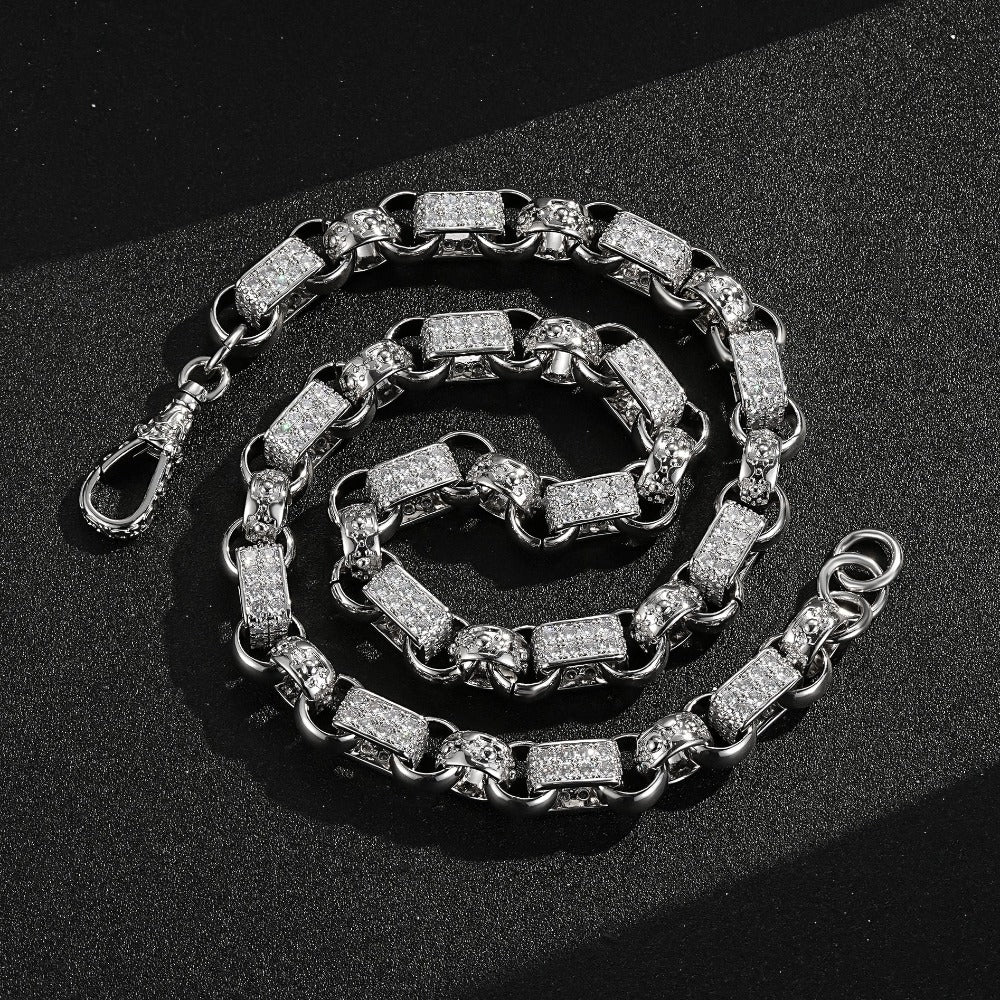 13mm Silver Gypsy Belcher Chain Albert Clasp 24 Inch