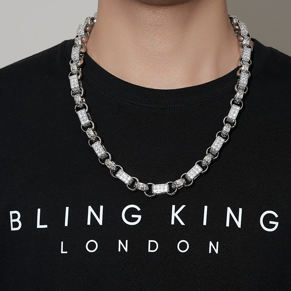 13mm Silver Gypsy Belcher Chain Albert Clasp 24 Inch - Image 3