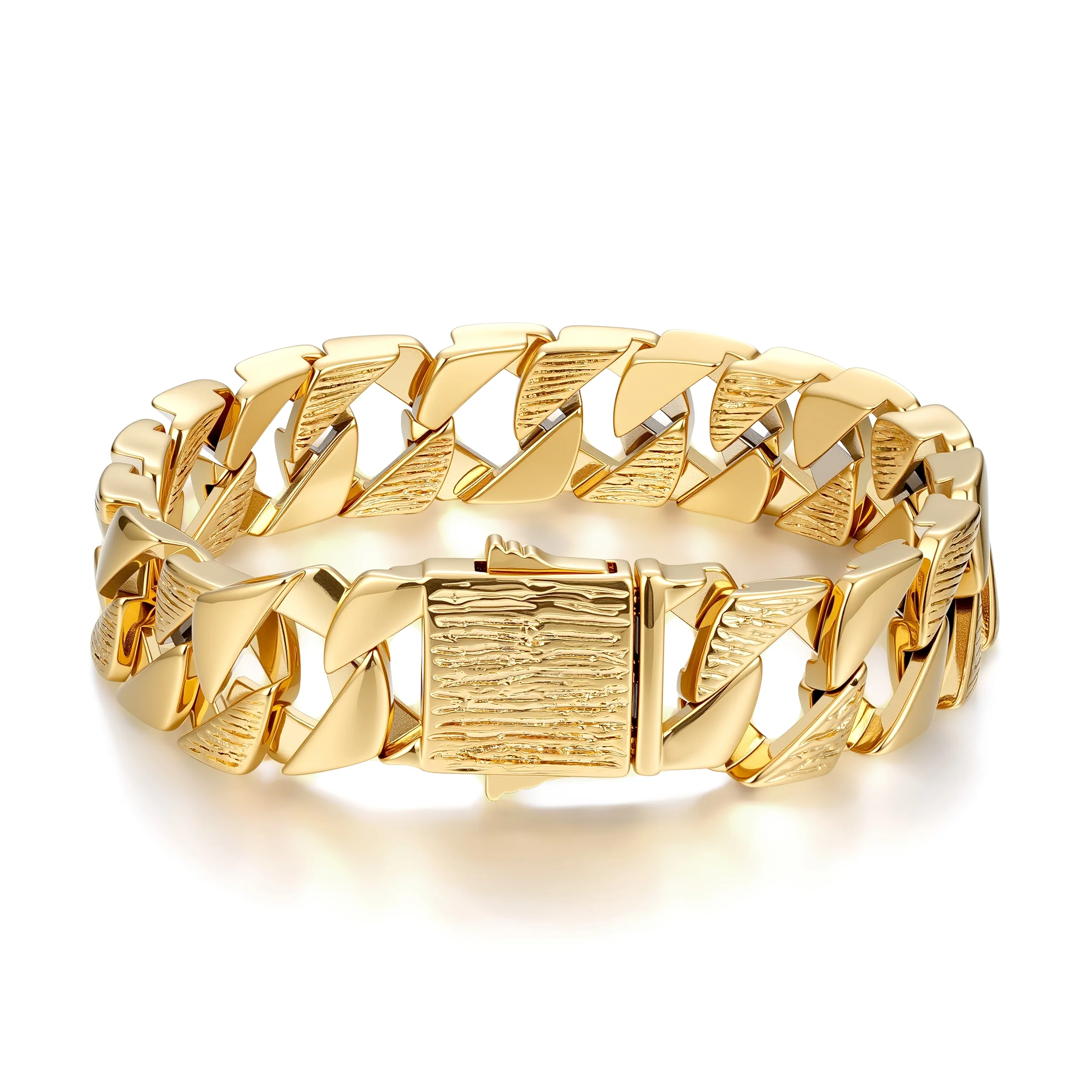 Gold Curb Bracelet 14mm