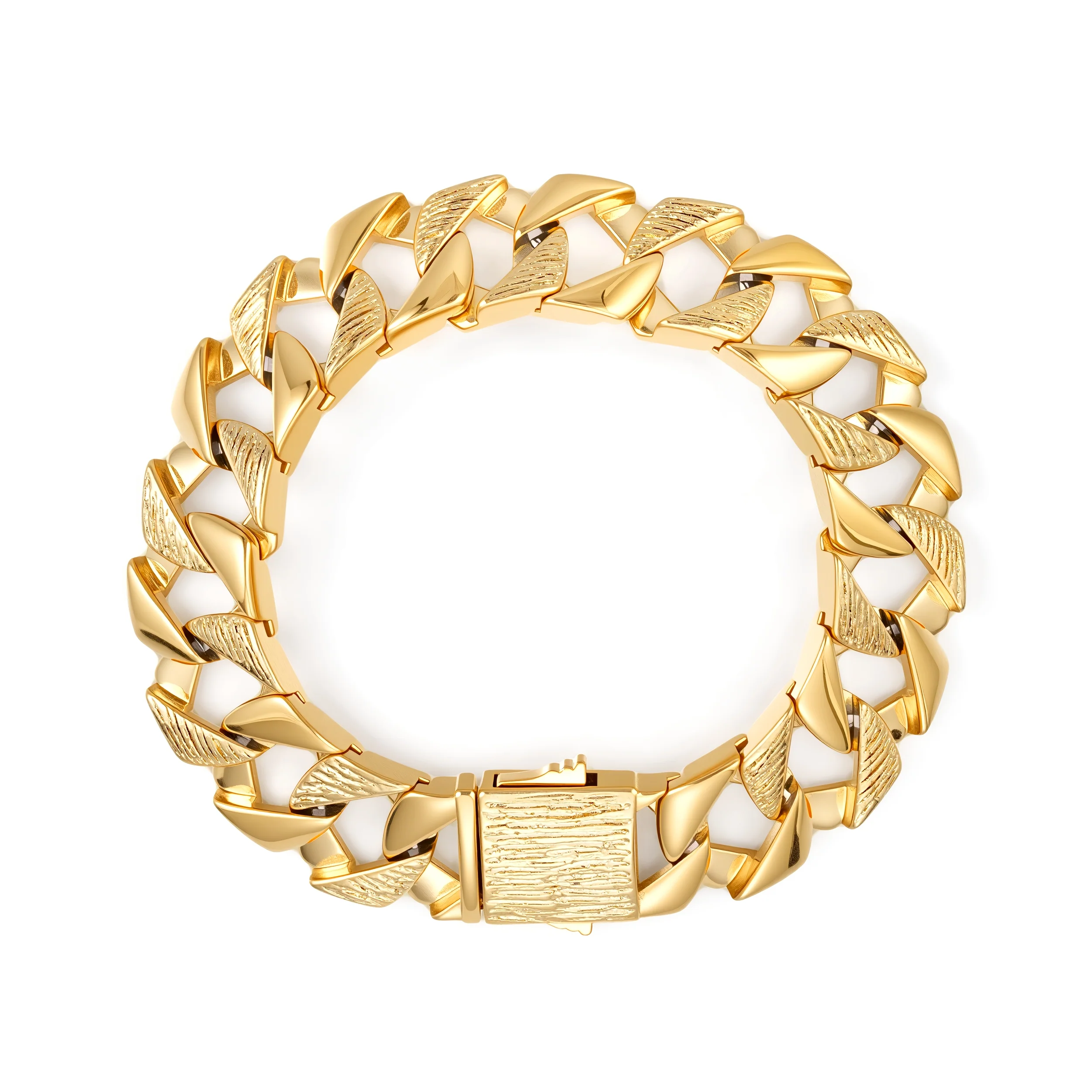 Gold Curb Bracelet 14mm - Image 4