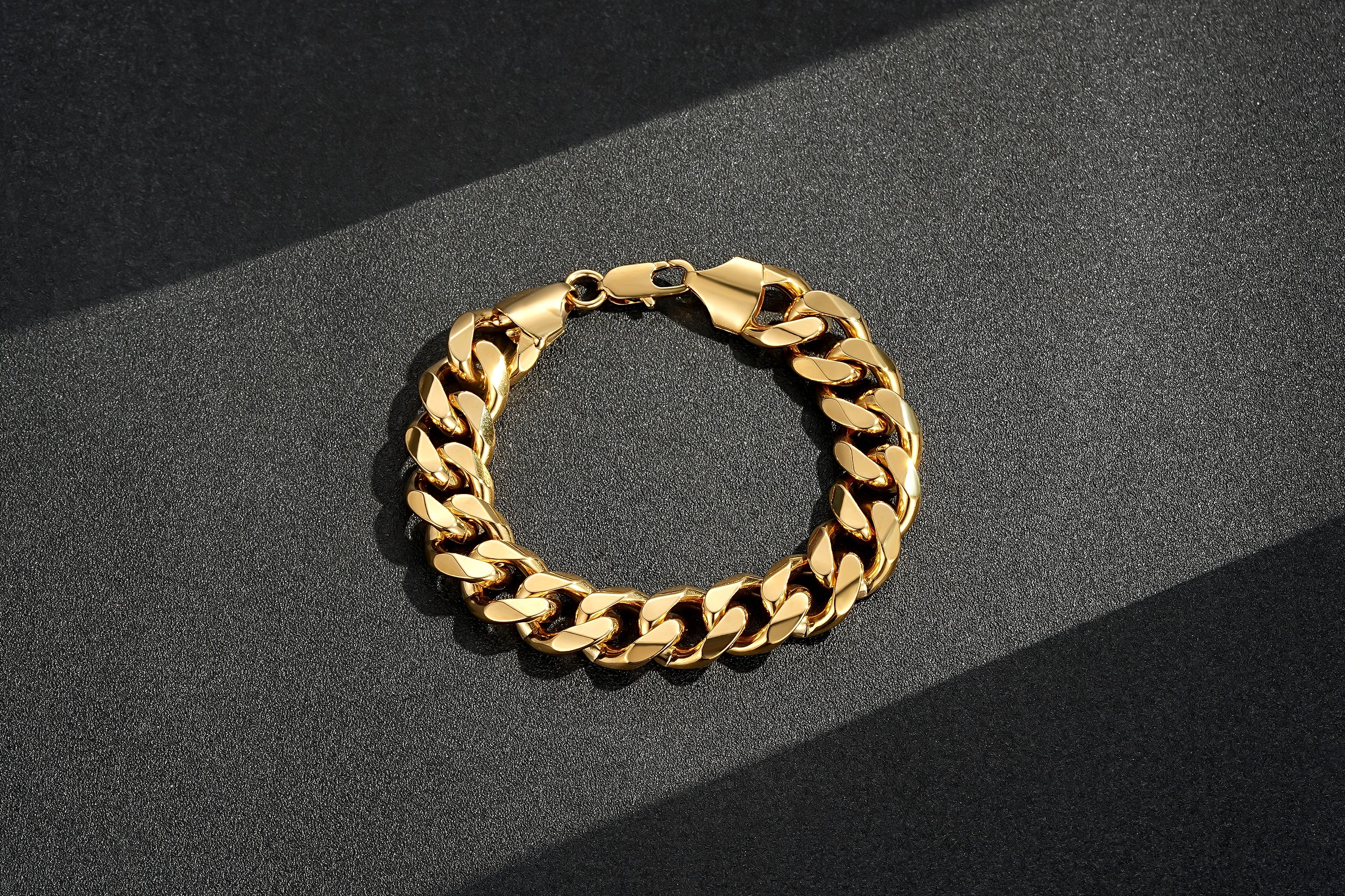 15mm Gold Cuban Link Bracelet 8 Inches, Heavy 65g