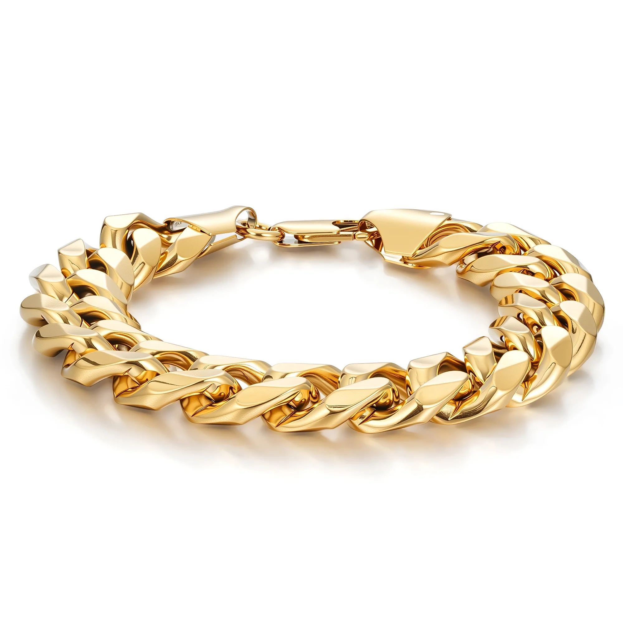 15mm Gold Cuban Link Bracelet 8 Inches, Heavy 65g - Image 4
