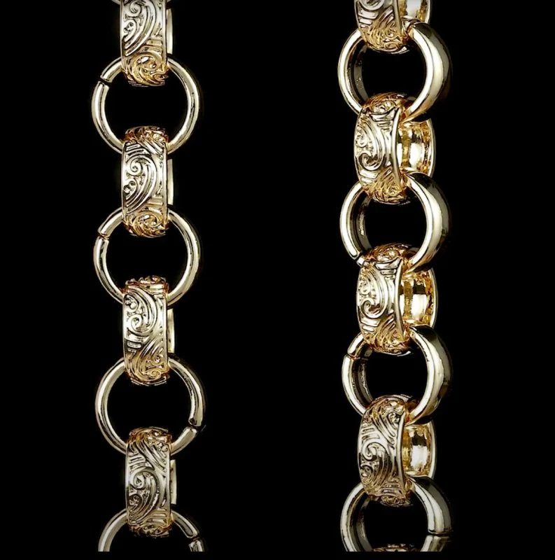 8 inch Open Heart Belcher Bracelet With Crystals - Image 2