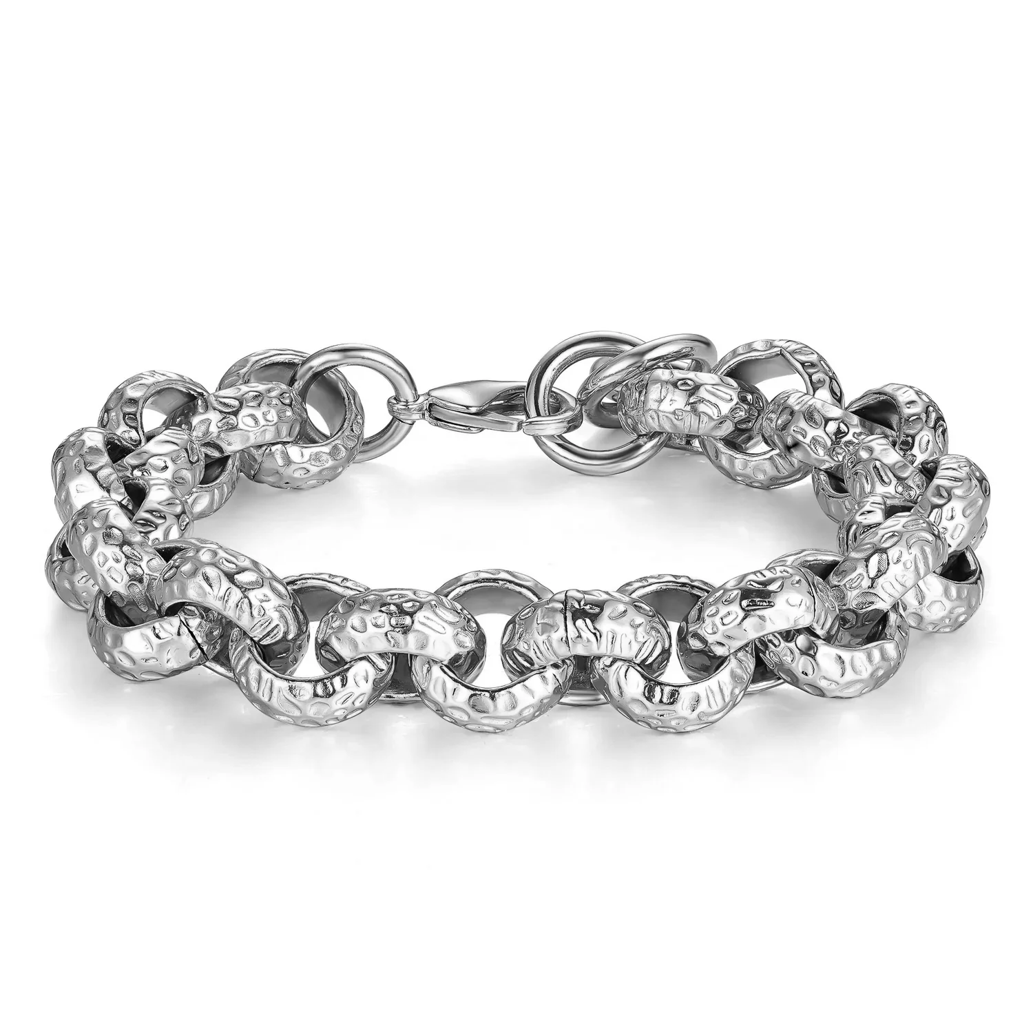 15mm Silver Pattern Leopard Print Belcher Bracelet 8.5 Inch (New)