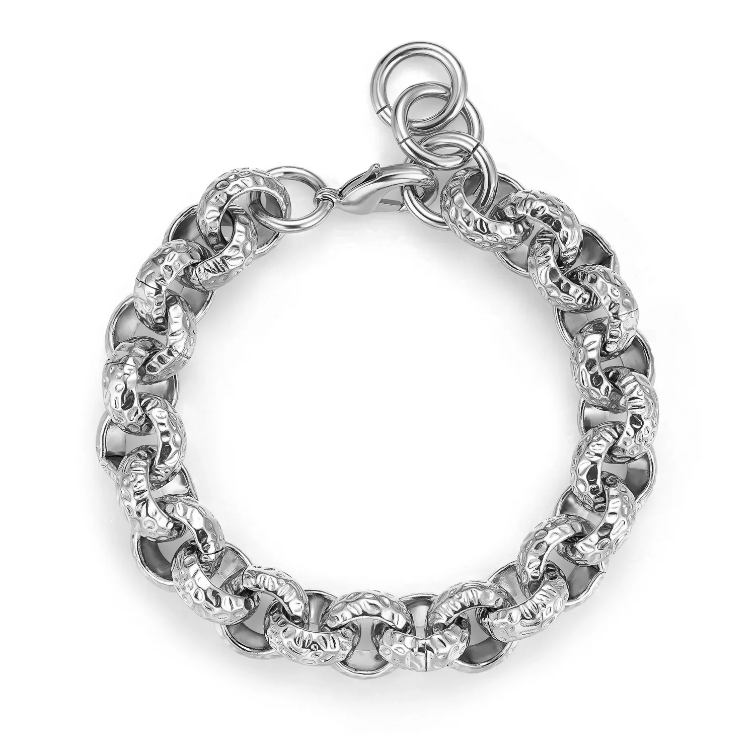 15mm Silver Pattern Leopard Print Belcher Bracelet 8.5 Inch (New) - Image 5