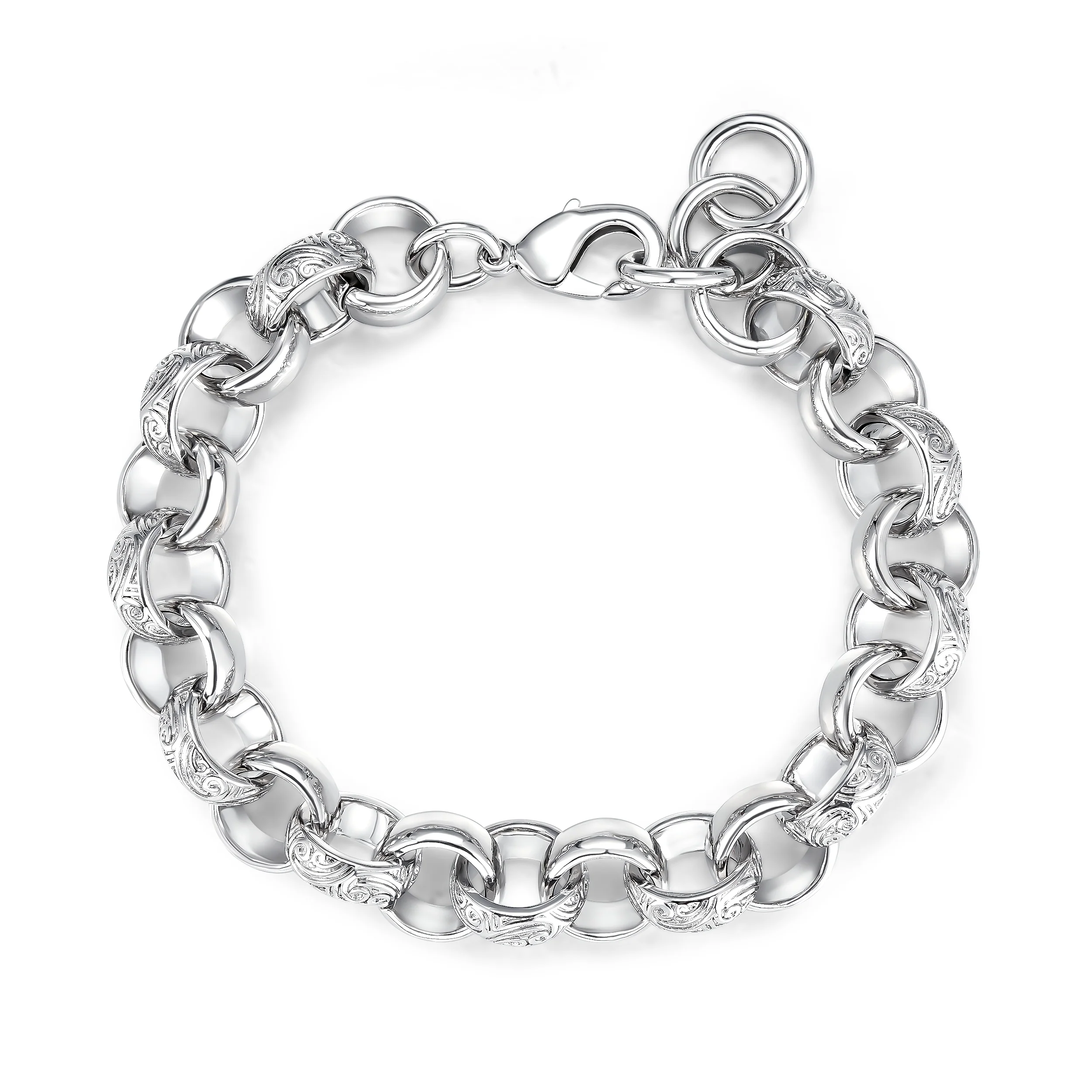 Luxury Silver 15mm Alternate Ornate Belcher Bracelet - Image 2