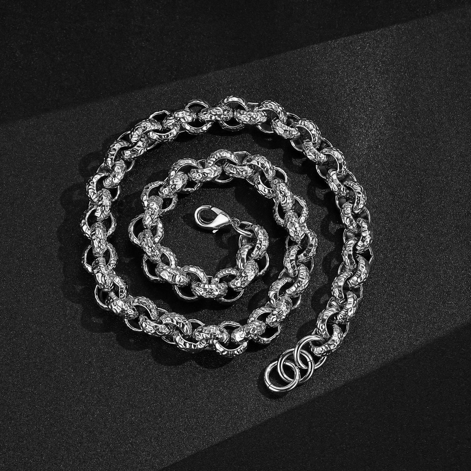 Silver Leopard-Print Patterned Belcher Chain 15mm - Image 3