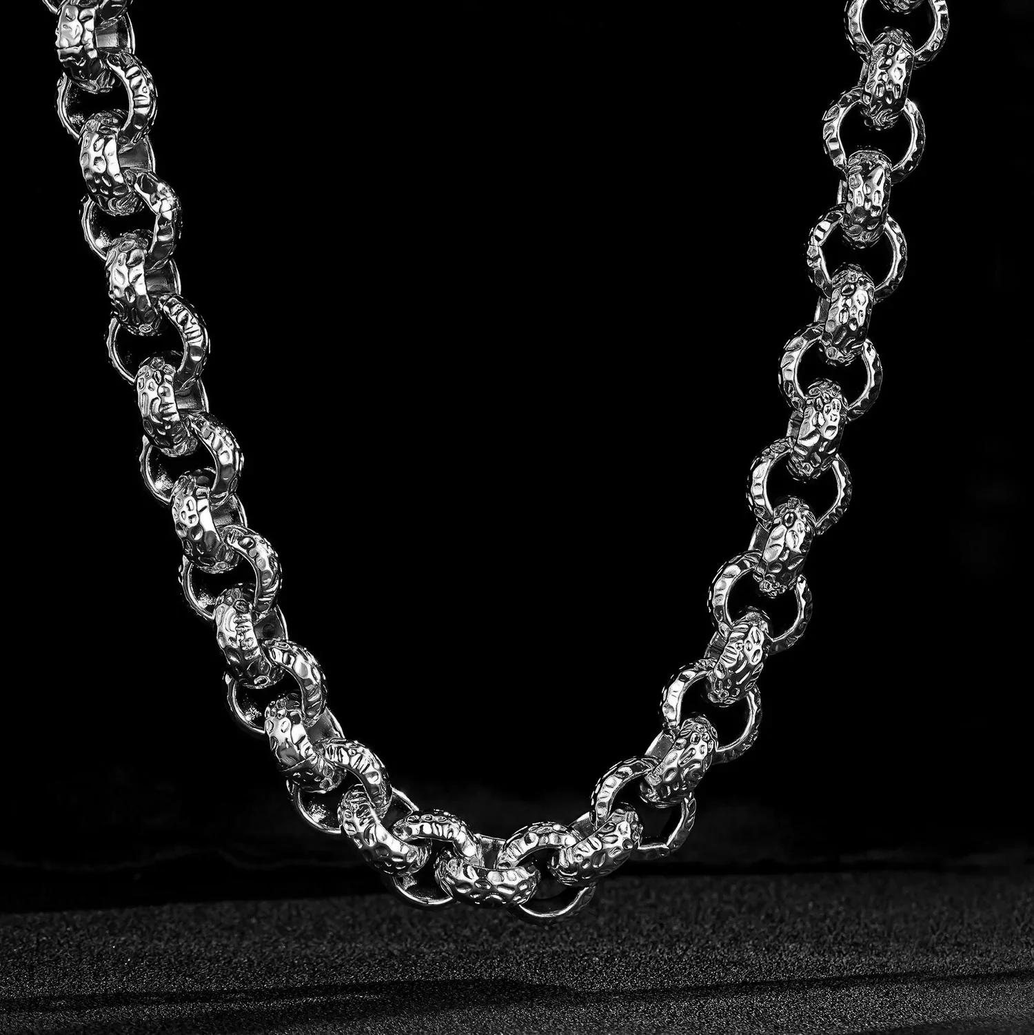 Silver Leopard-Print Patterned Belcher Chain 15mm - Image 4