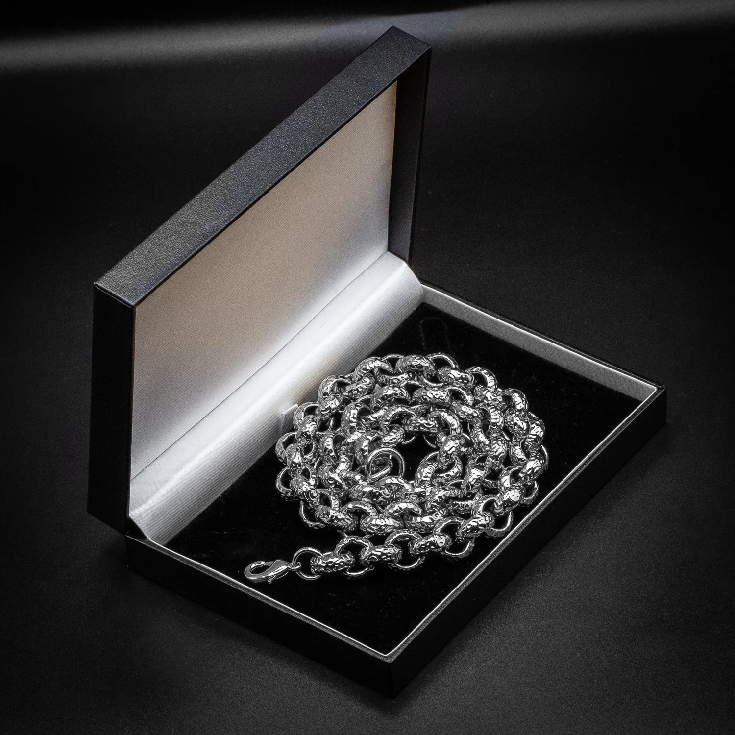 Silver Leopard-Print Patterned Belcher Chain 15mm - Image 5