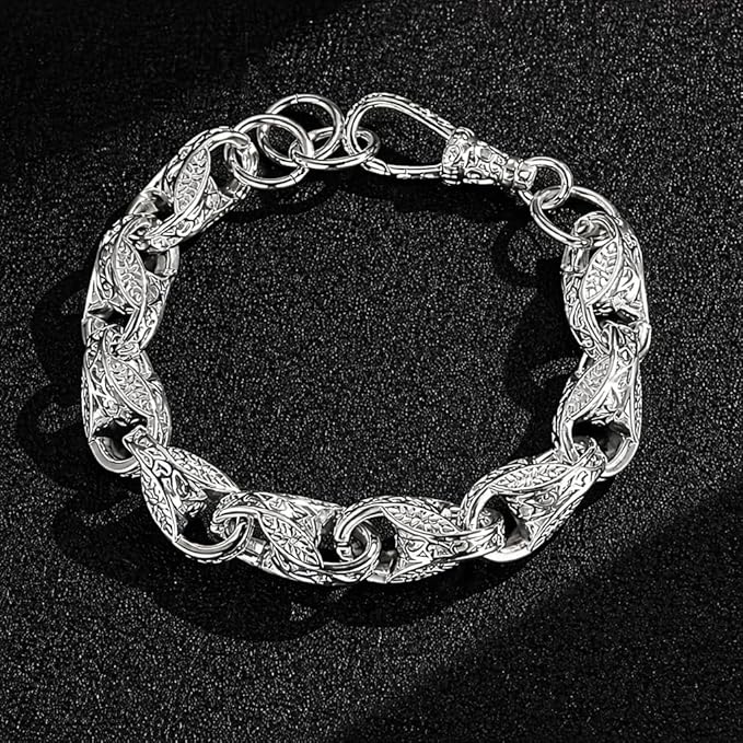 15mm Silver Tulip Bracelet with Albert Clasp fits 8 to 9 Inch