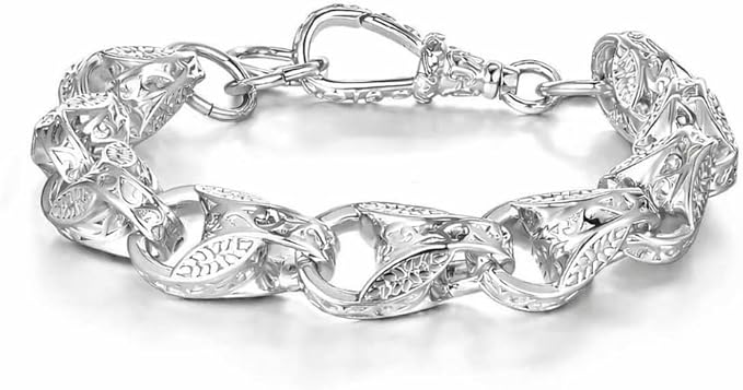 15mm Silver Tulip Bracelet with Albert Clasp fits 8 to 9 Inch - Image 2