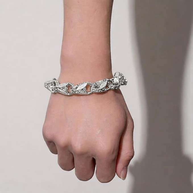 15mm Silver Tulip Bracelet with Albert Clasp fits 8 to 9 Inch - Image 3