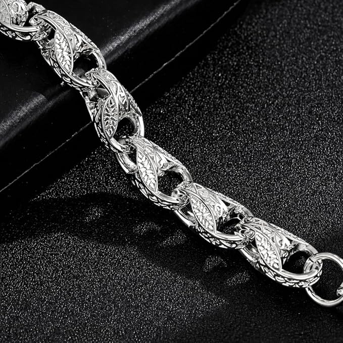15mm Silver Tulip Bracelet with Albert Clasp fits 8 to 9 Inch - Image 4
