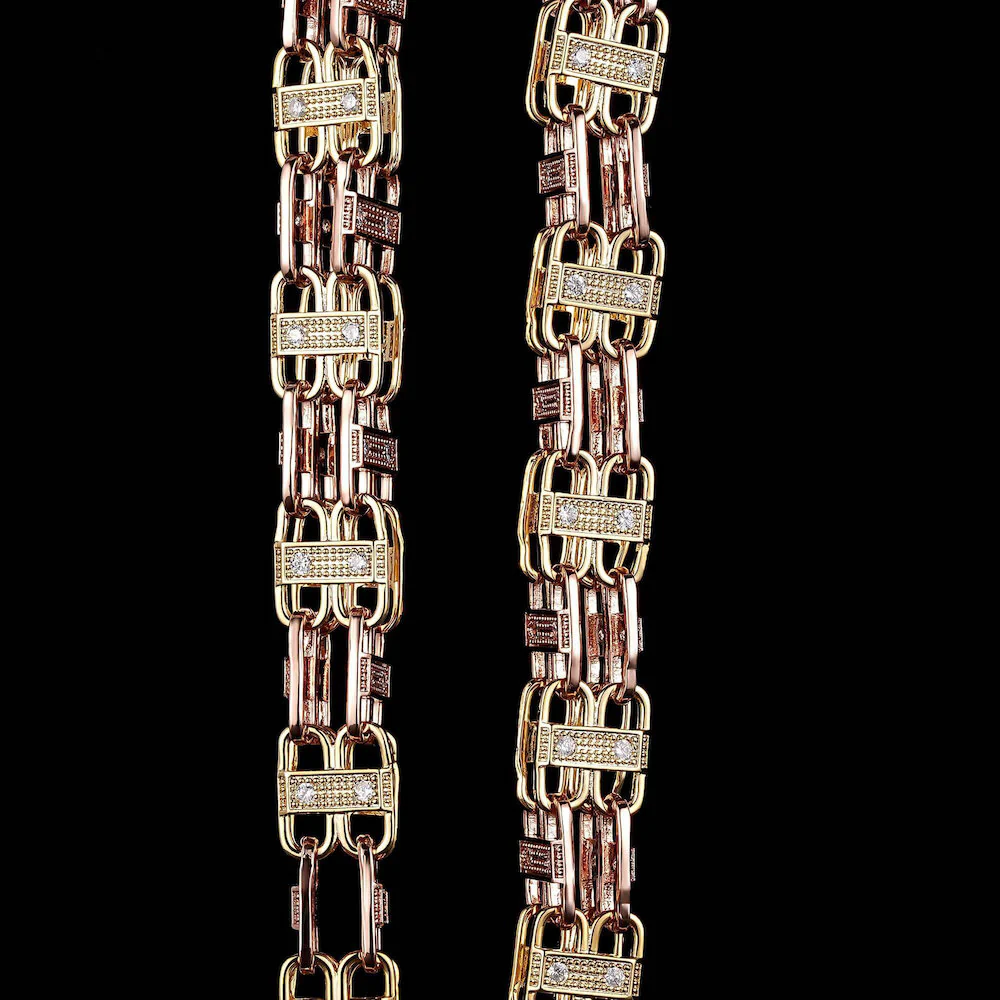 12mm 2-Tone Cage Chain with Stones - Image 6