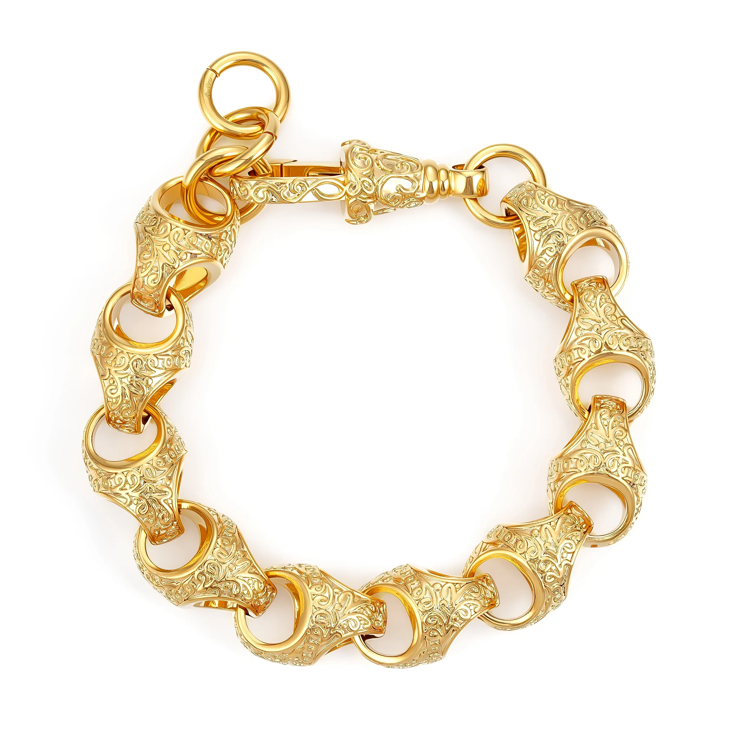17mm Gold Acorn Link Bracelet 8.5inches Heavy Patterned XL Statement 104g Jewellery - Image 4