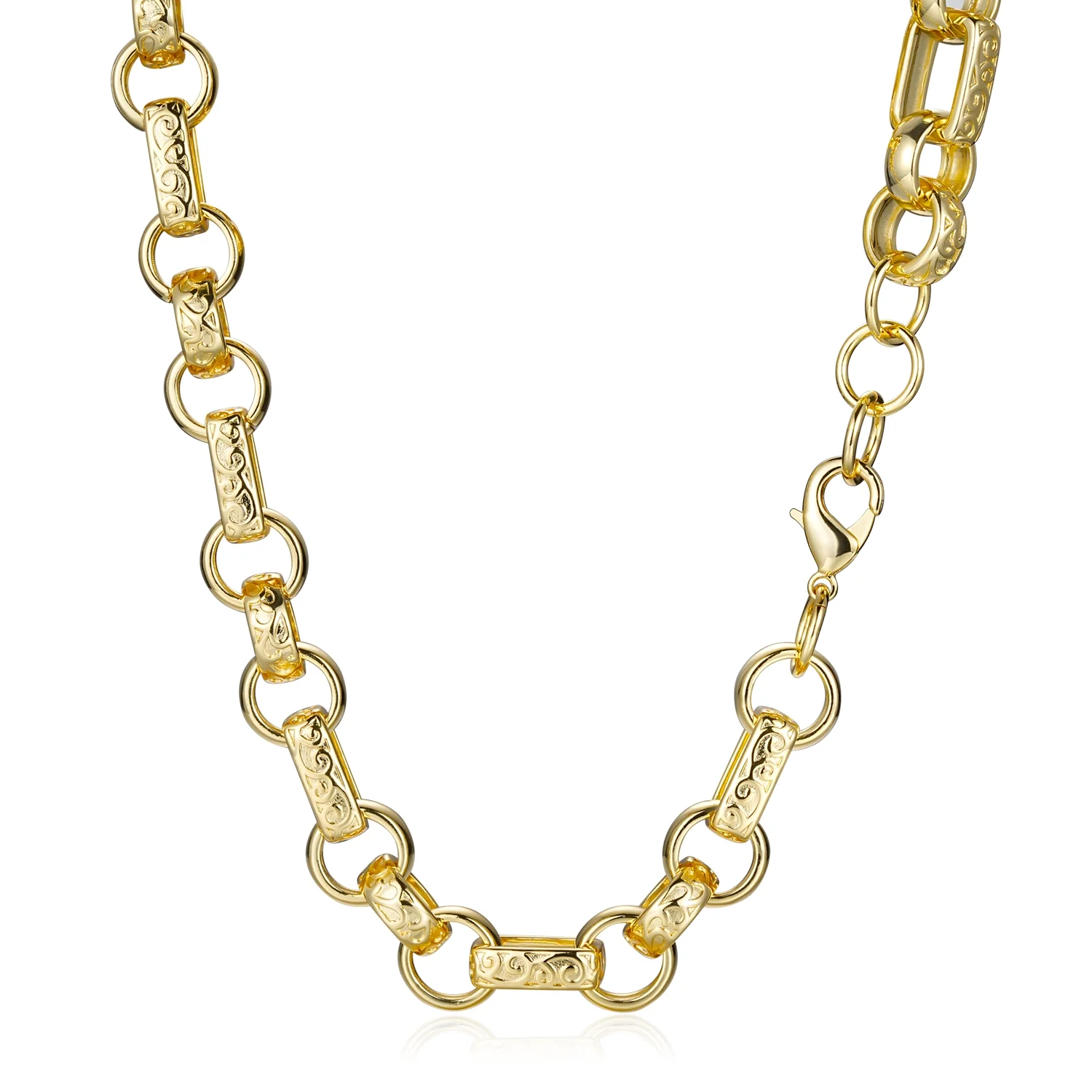 Luxury Gold 10mm Gypsy Link Belcher Chain with Albert Clasp - 24 Inches - Image 4