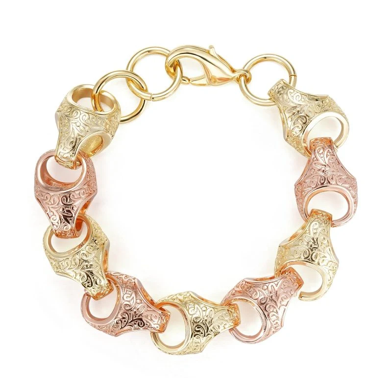 17mm 2 Tone Rose Gold Acorn Bracelet 8/8.5 Inches - Image 3