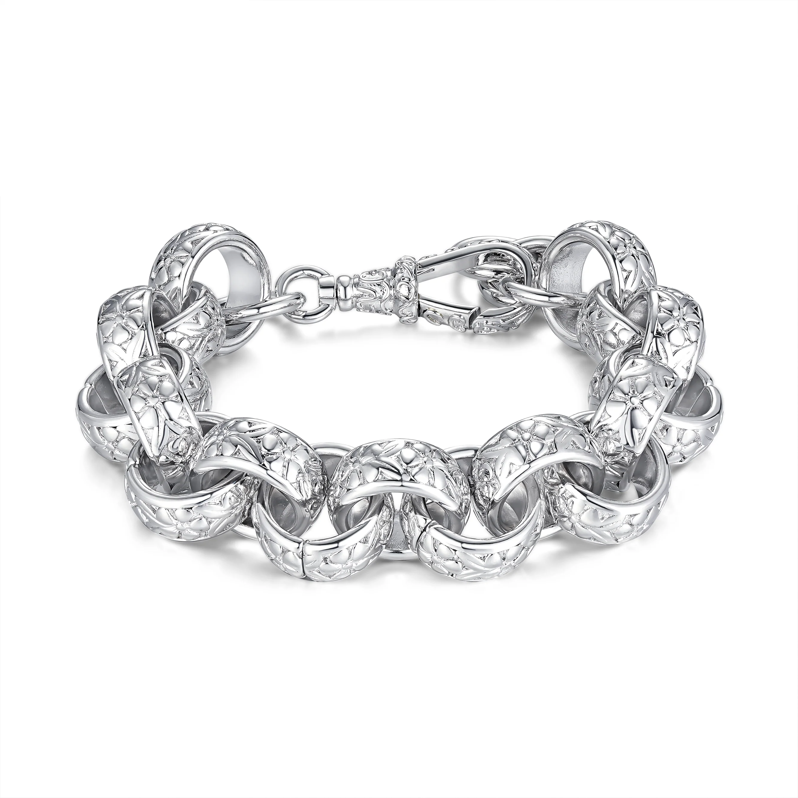 Silver Ornate Belcher Bracelet 20mm - Image 5