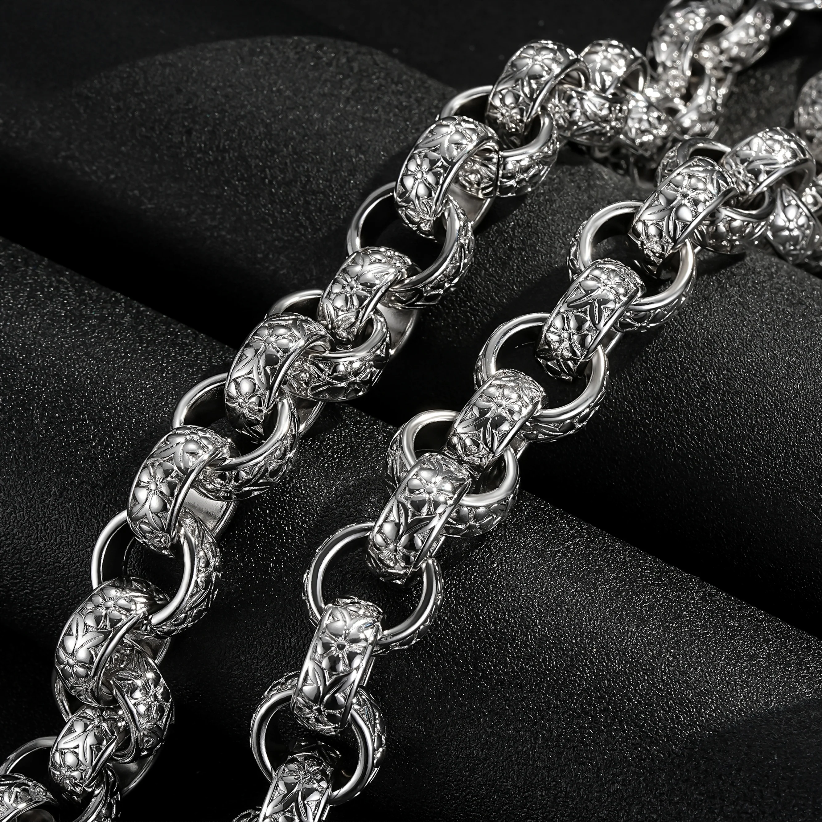 New 20mm Silver Ornate Belcher Chain 28 Inches - Image 2
