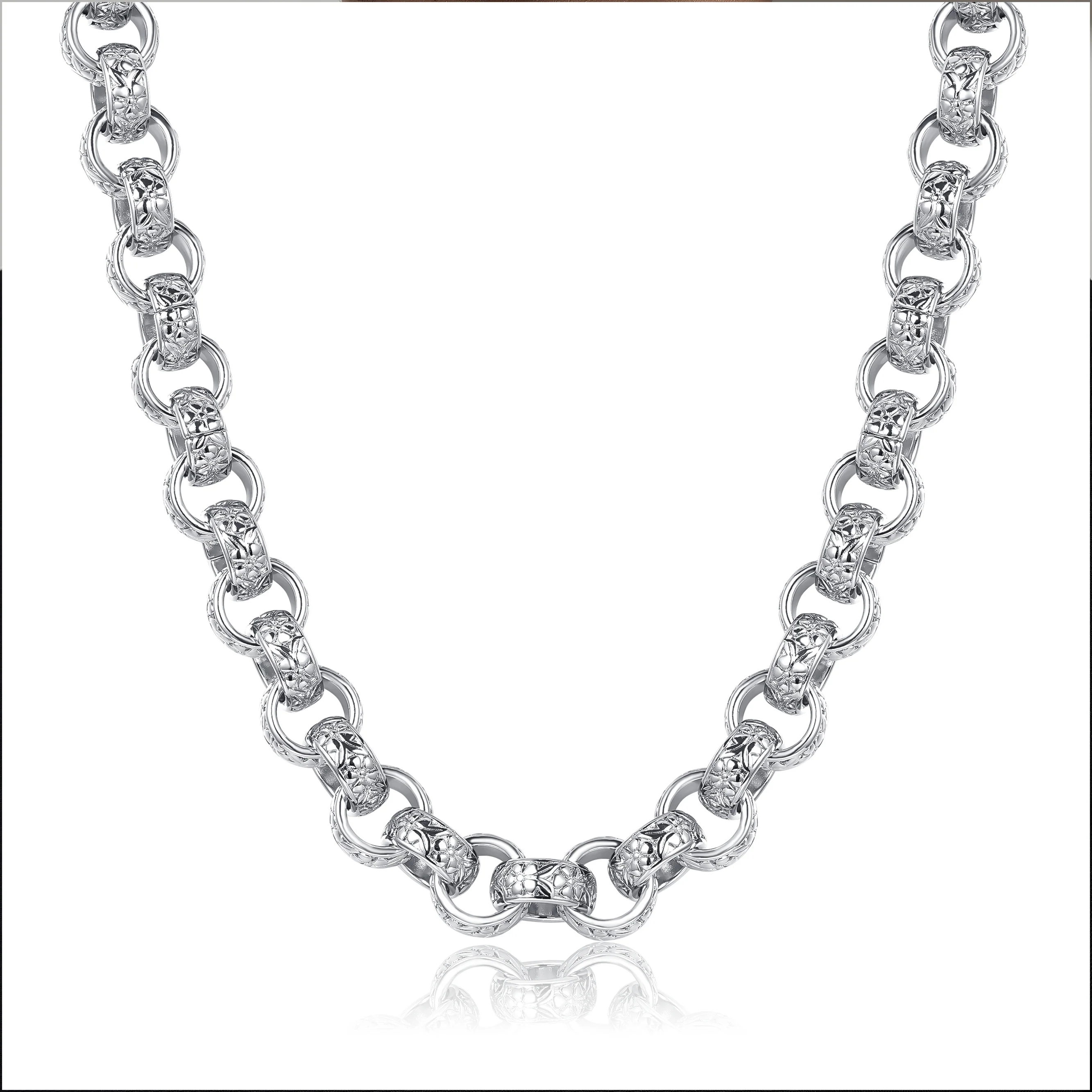 New 20mm Silver Ornate Belcher Chain 28 Inches - Image 3