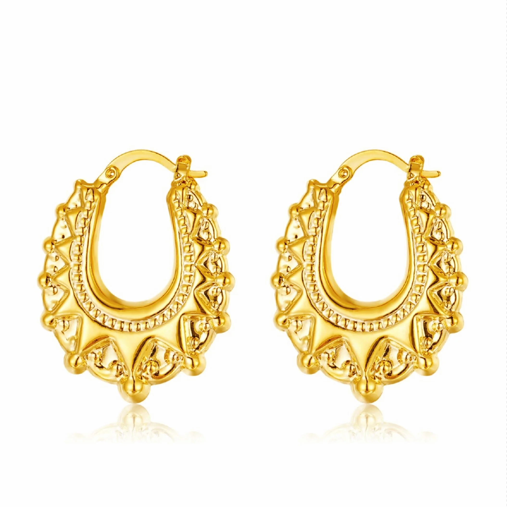 Gold Gypsy Creole Hoop Earrings 25mm - Image 3