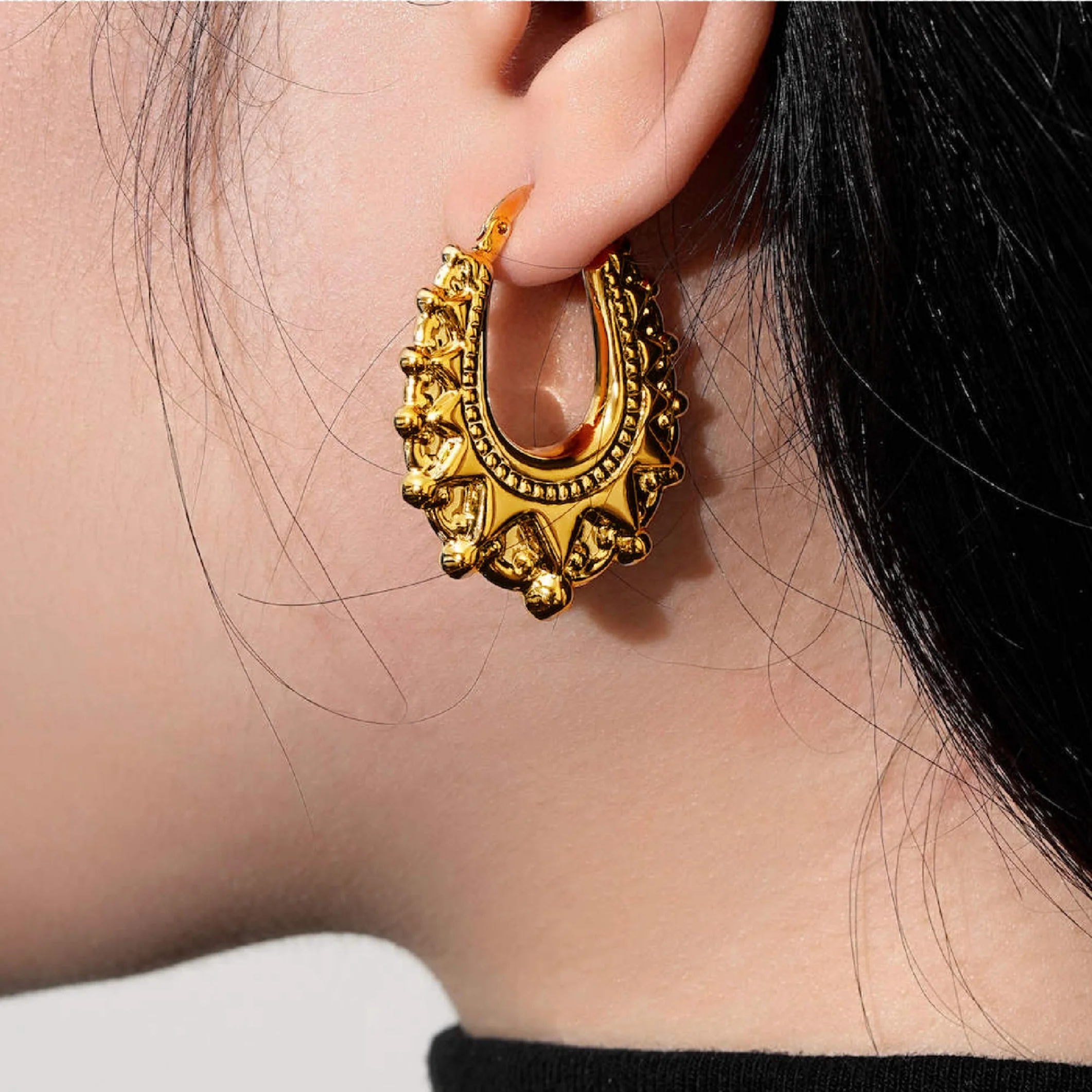 Gold Gypsy Creole Hoop Earrings 25mm - Image 4