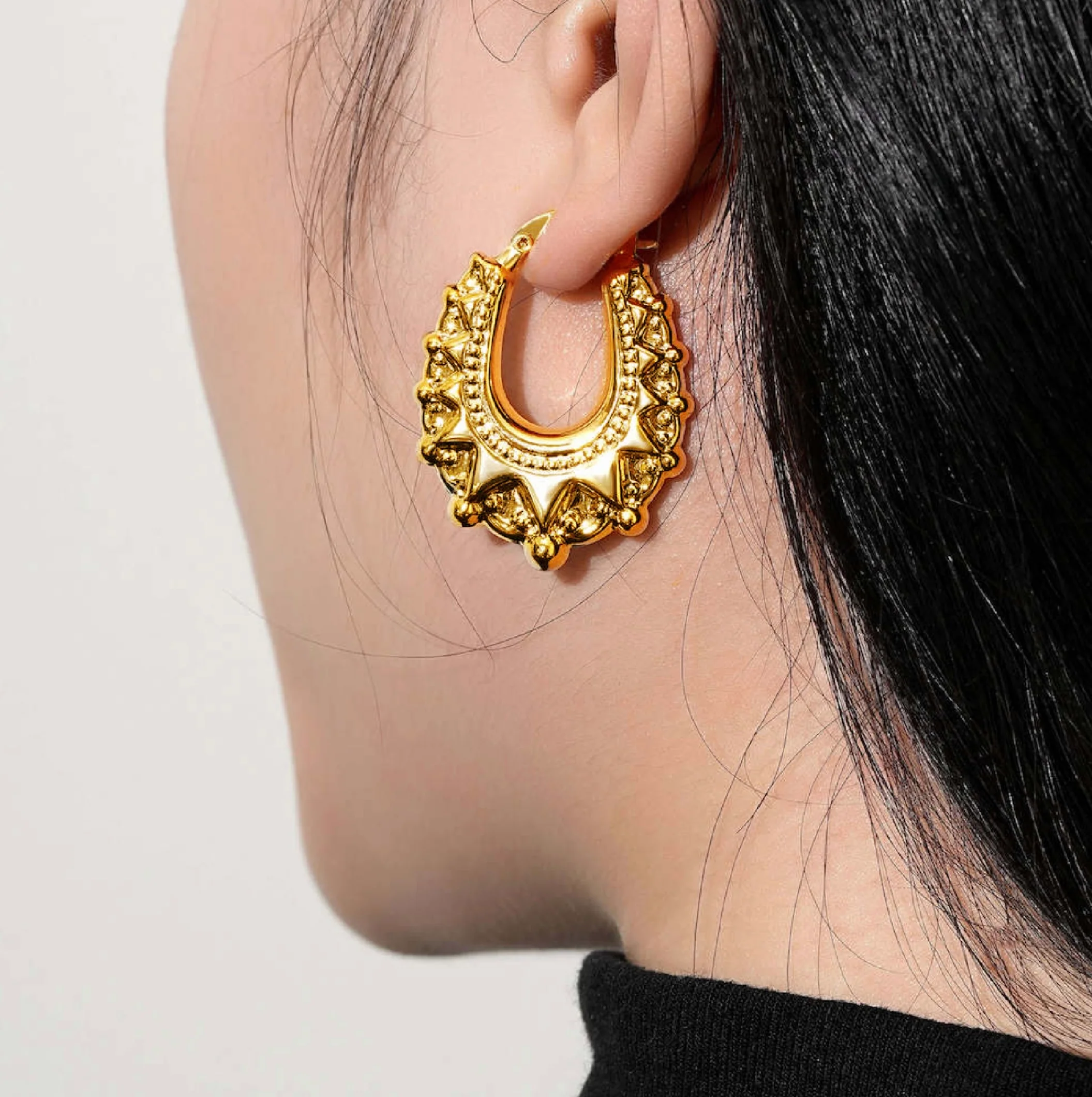 Gold Gypsy Creole Hoop Earrings 25mm - Image 5