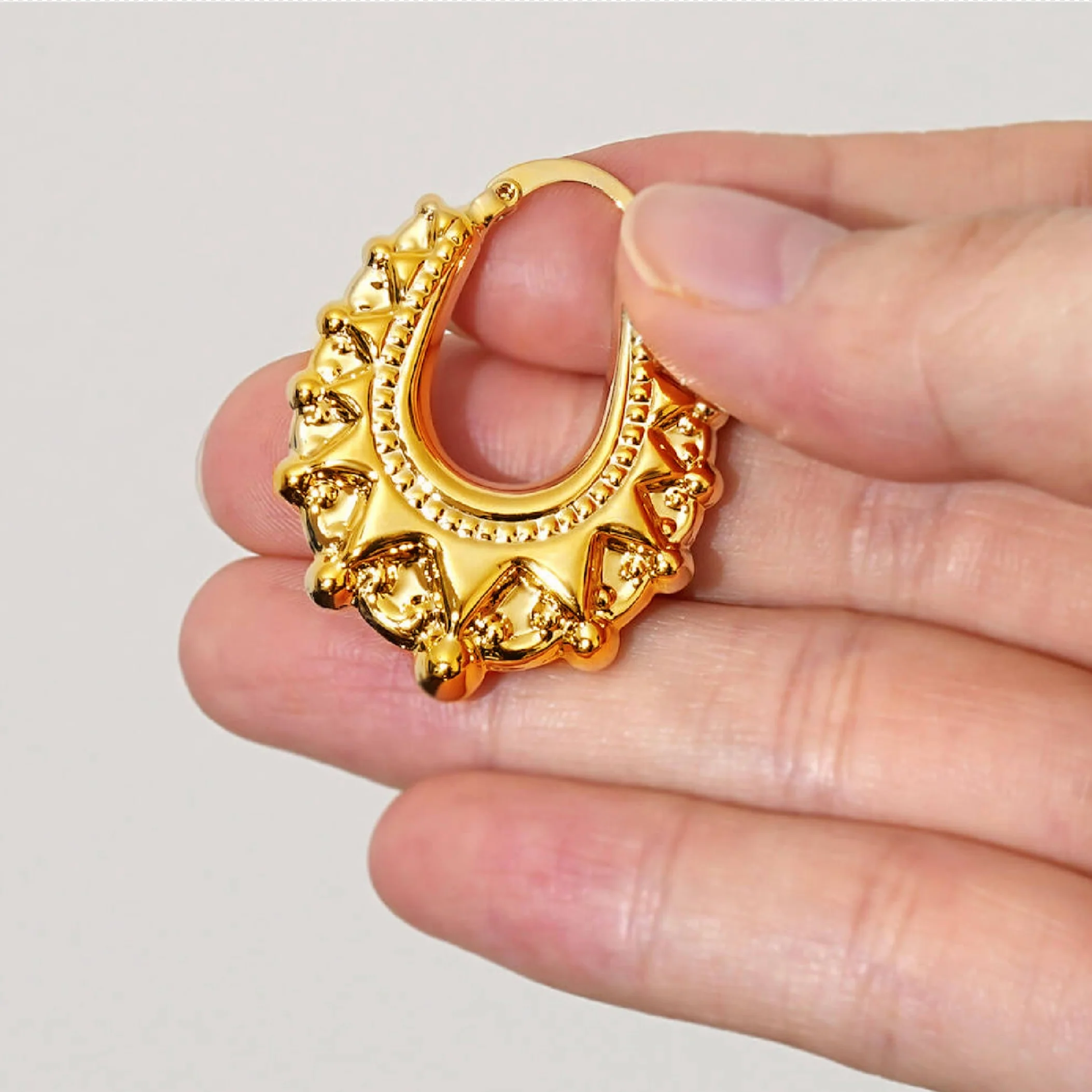Gold Gypsy Creole Hoop Earrings 25mm - Image 6