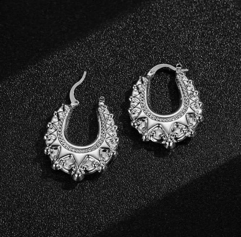 Silver Oval Gypsy Creole Earrings 48mm - Image 3