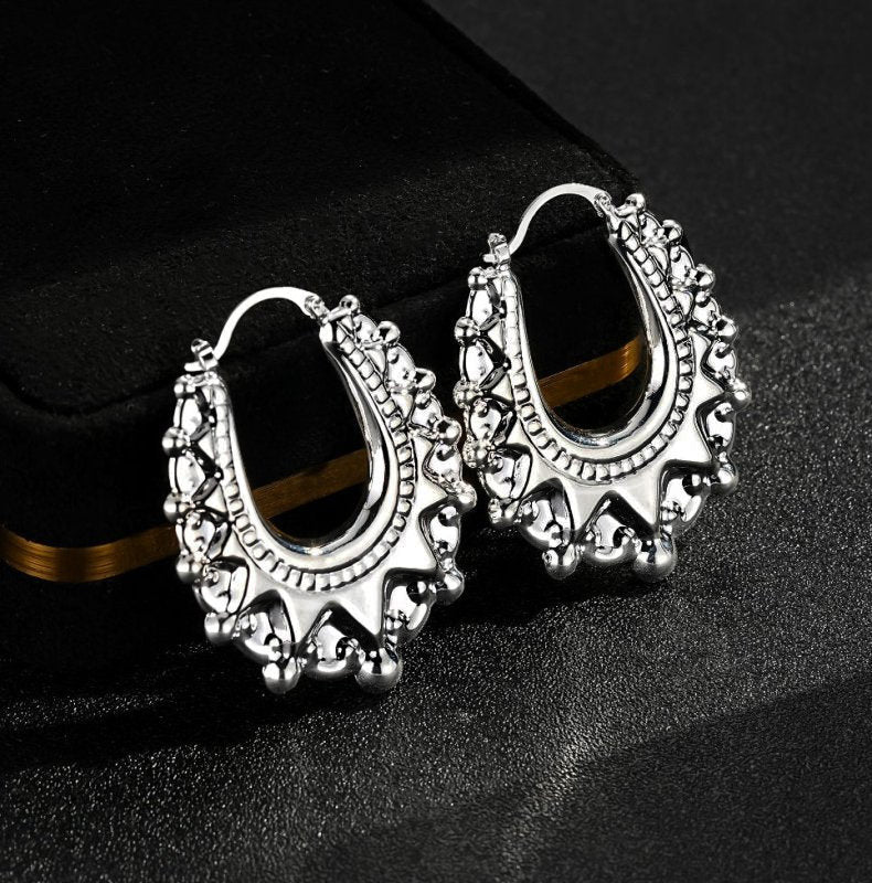 Silver Oval Gypsy Creole Earrings 48mm - Image 3