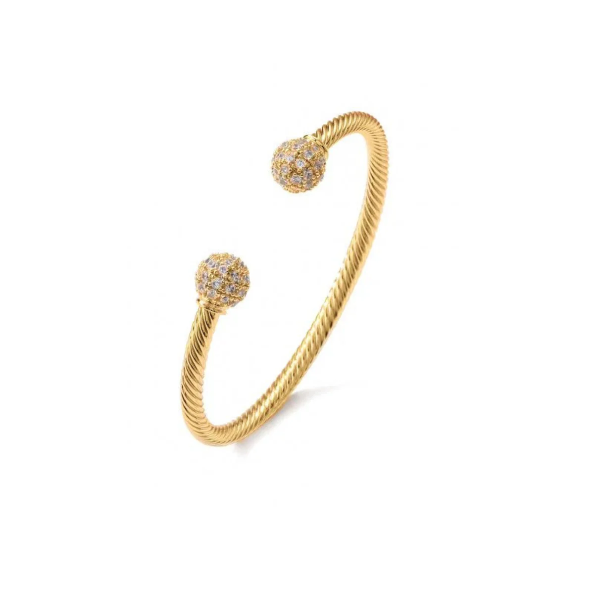 Gold Crystal Torque Bangle 4mm - Image 4
