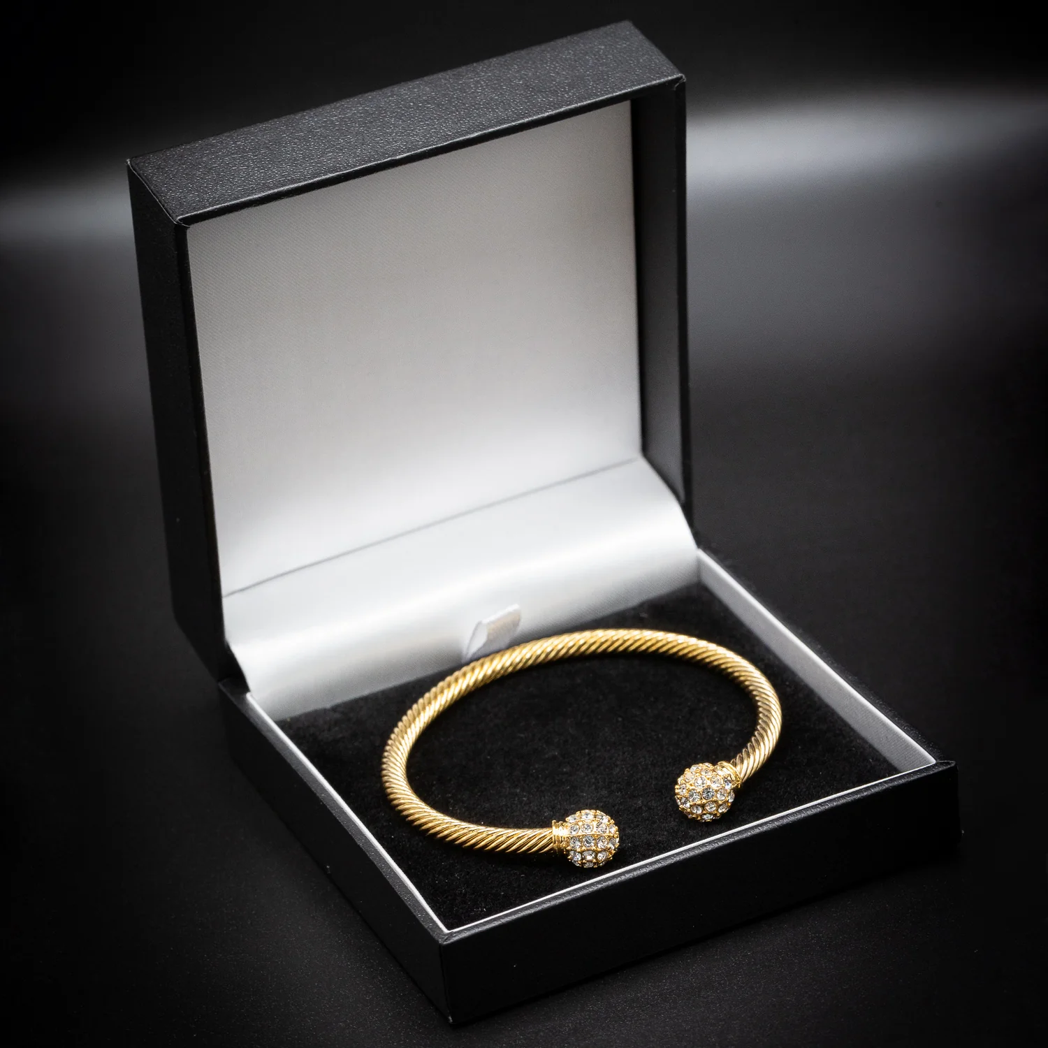 Gold Crystal Torque Bangle 4mm - Image 5