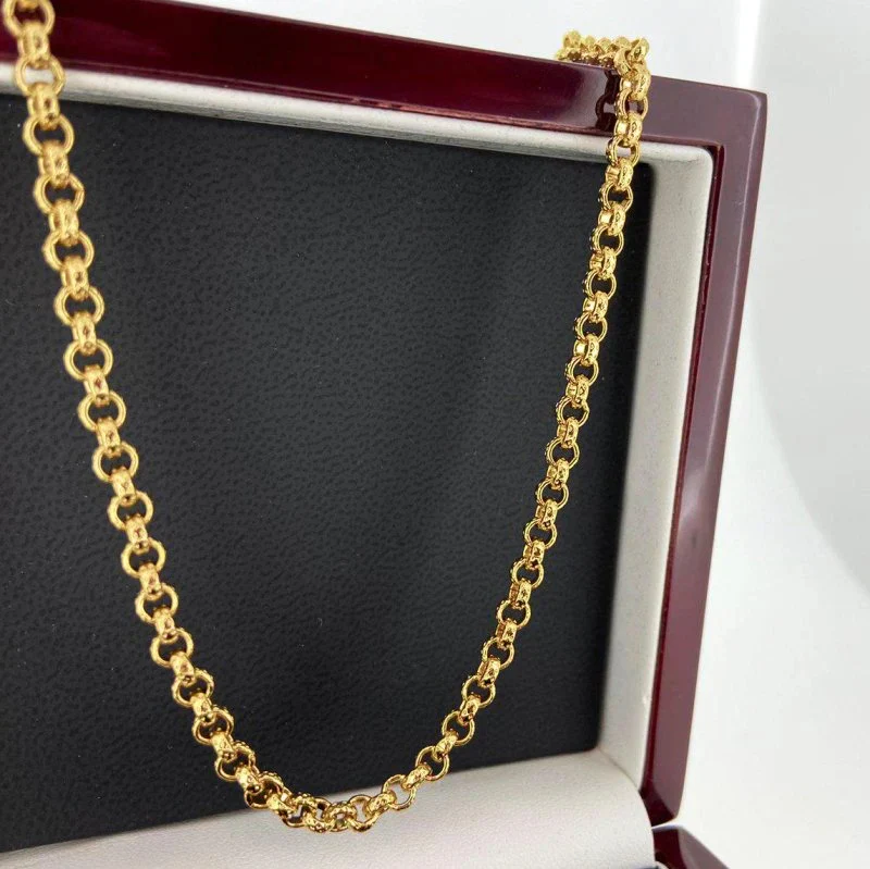 Gold Diamond-Cut Patterned Belcher Chain 4mm - Image 3