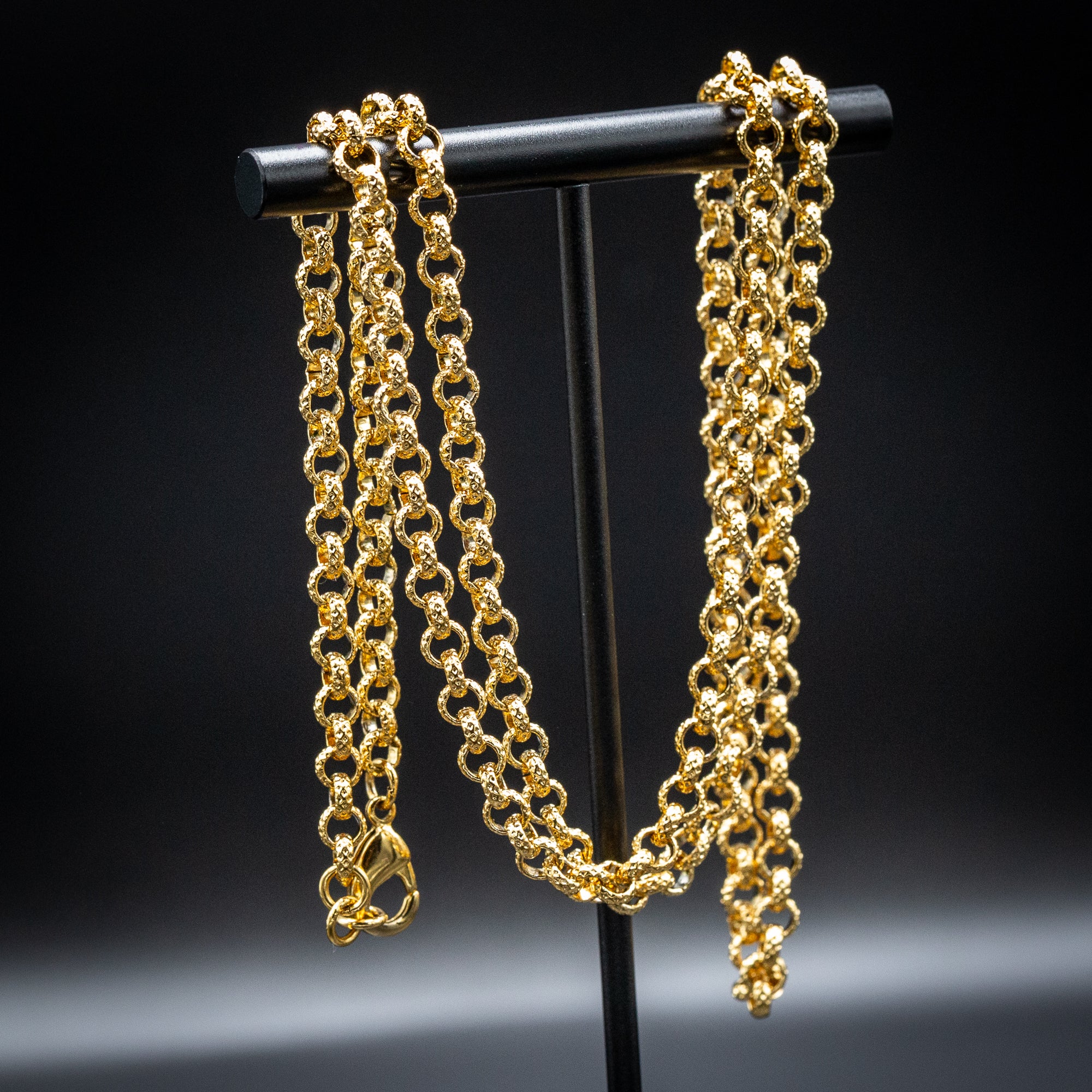 Gold Diamond-Cut Patterned Belcher Chain 4mm - Image 2