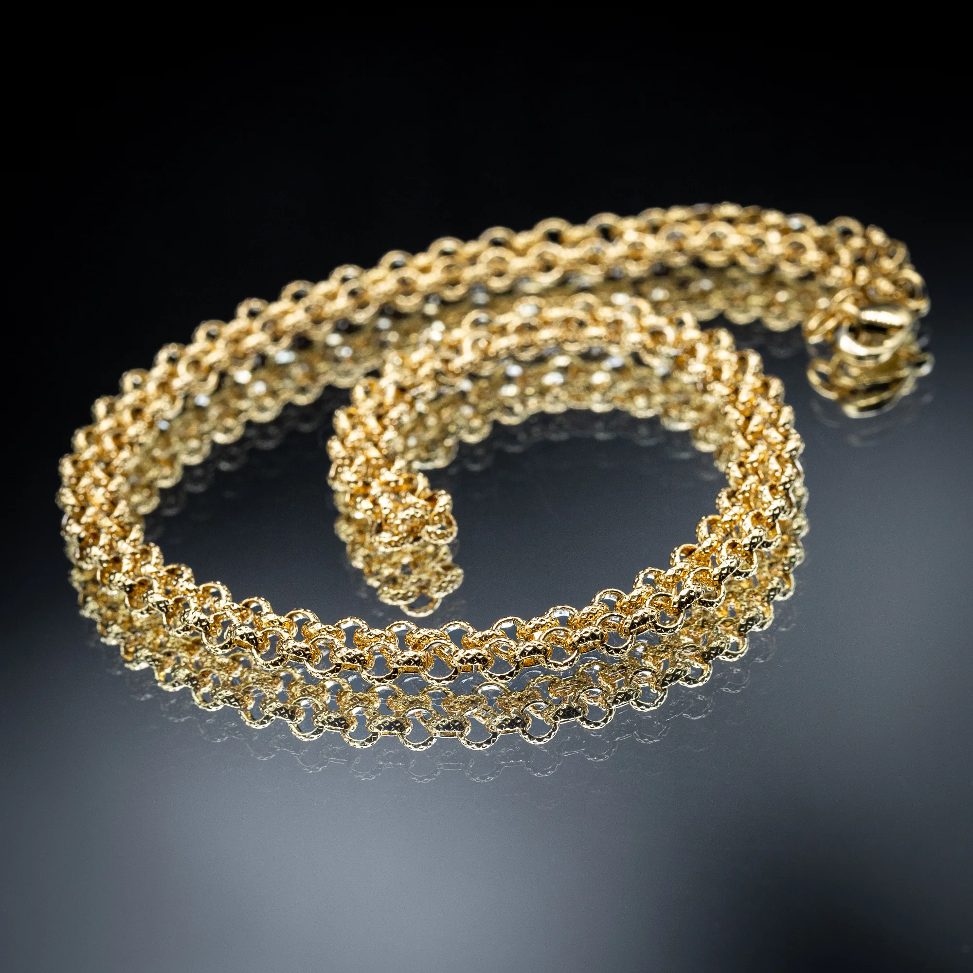 Gold Diamond-Cut Patterned Belcher Chain 4mm - Image 5