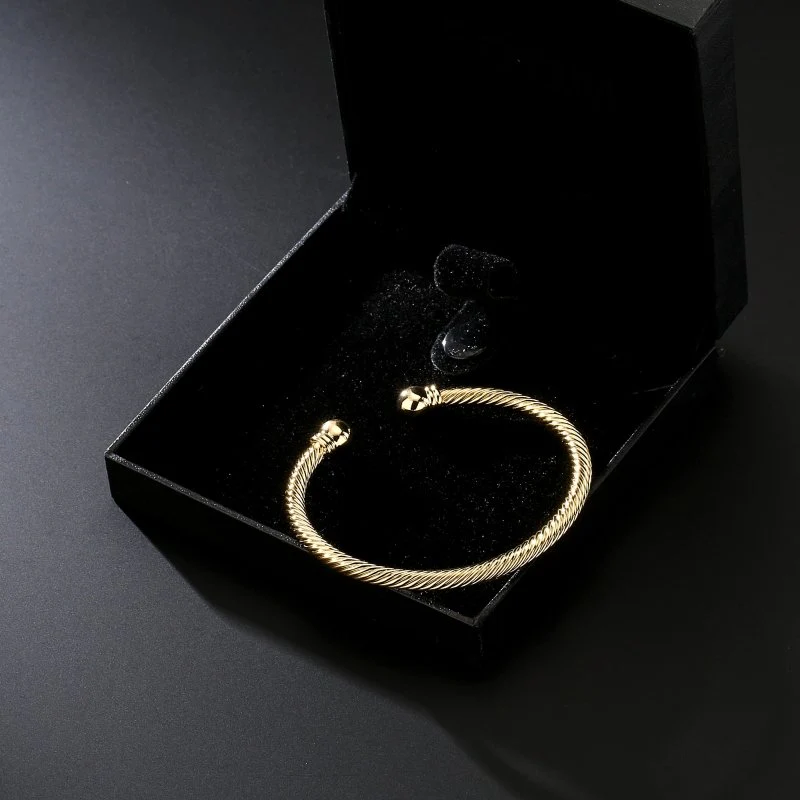 Gold Pattern Torque Bangle Bracelet Adjustable - Image 2