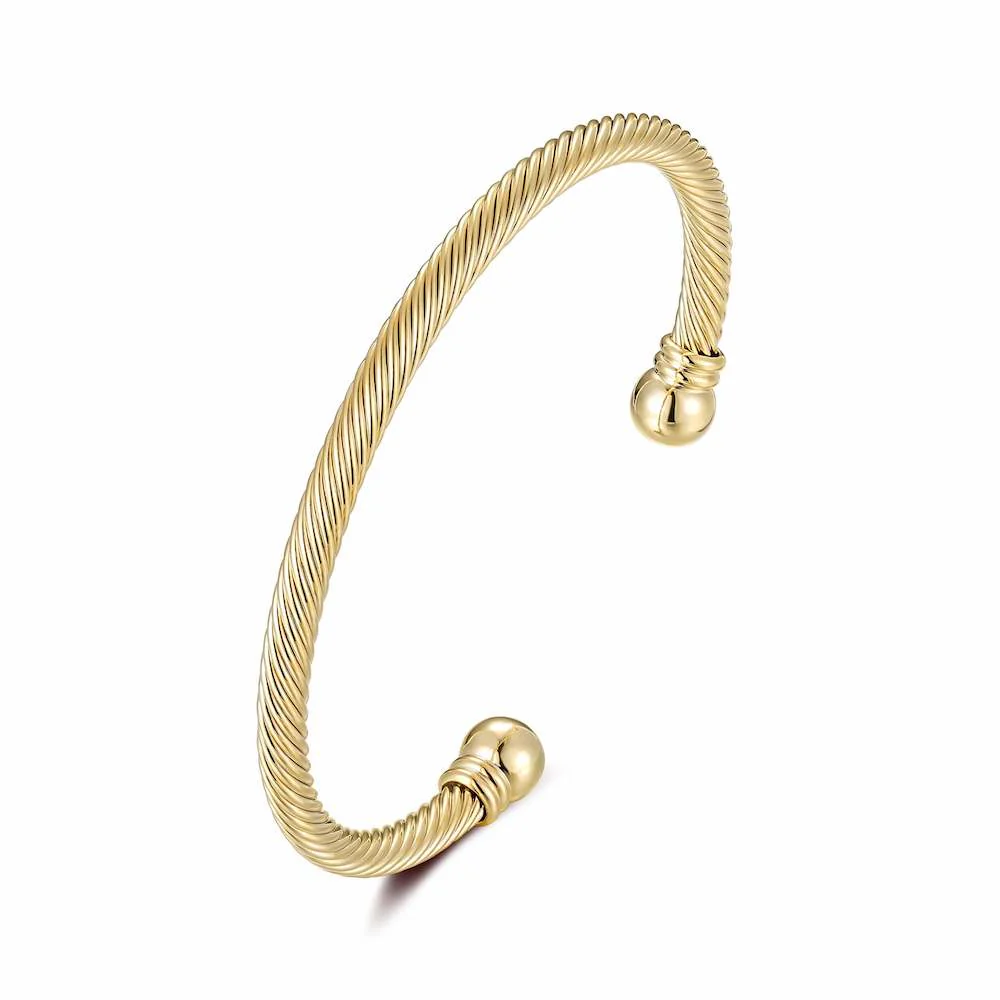 Gold Pattern Torque Bangle Bracelet Adjustable - Image 3